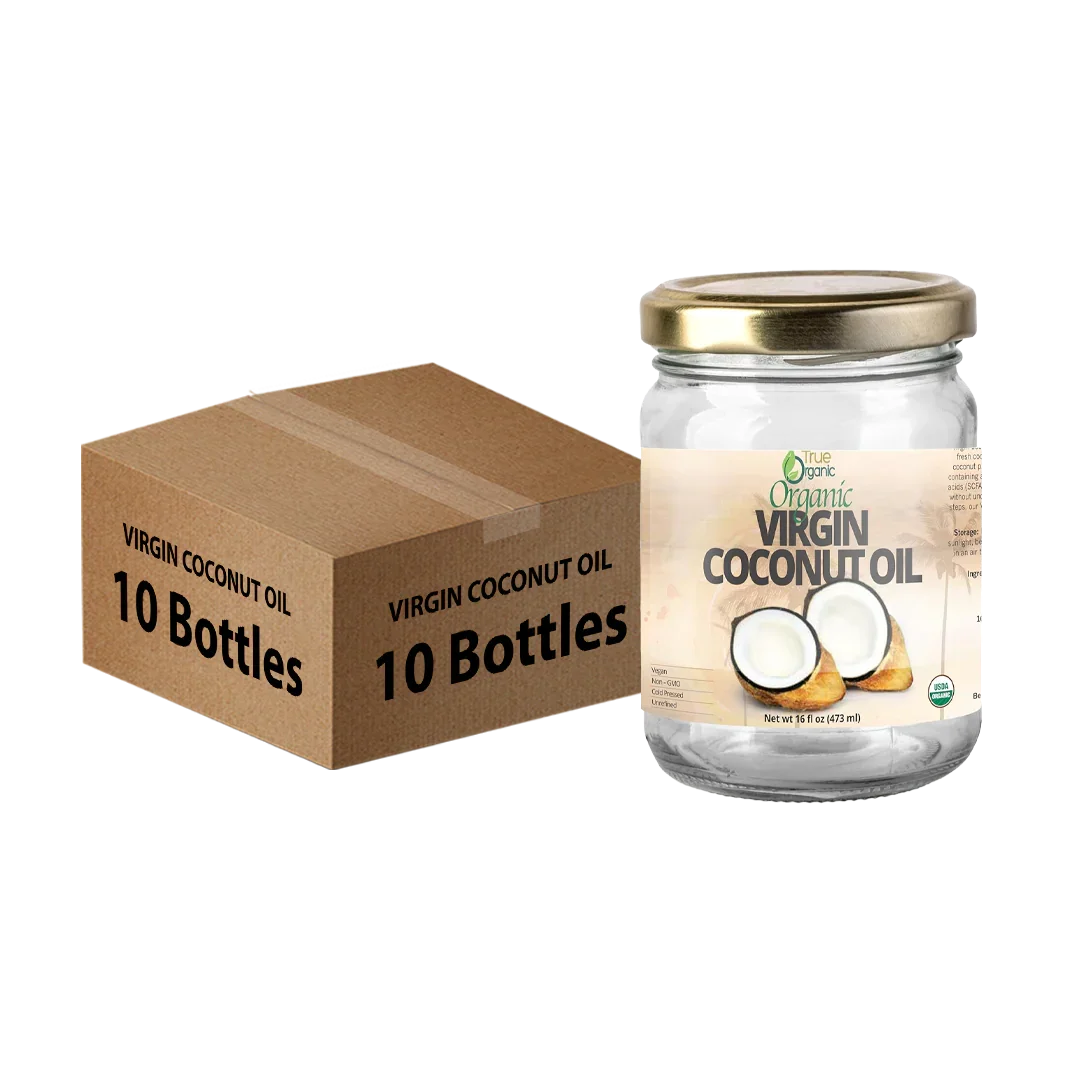 True Organic Virgin Coconut Oil, 16 fl oz Bulk Pack, ( 10 Units ) - True Organics