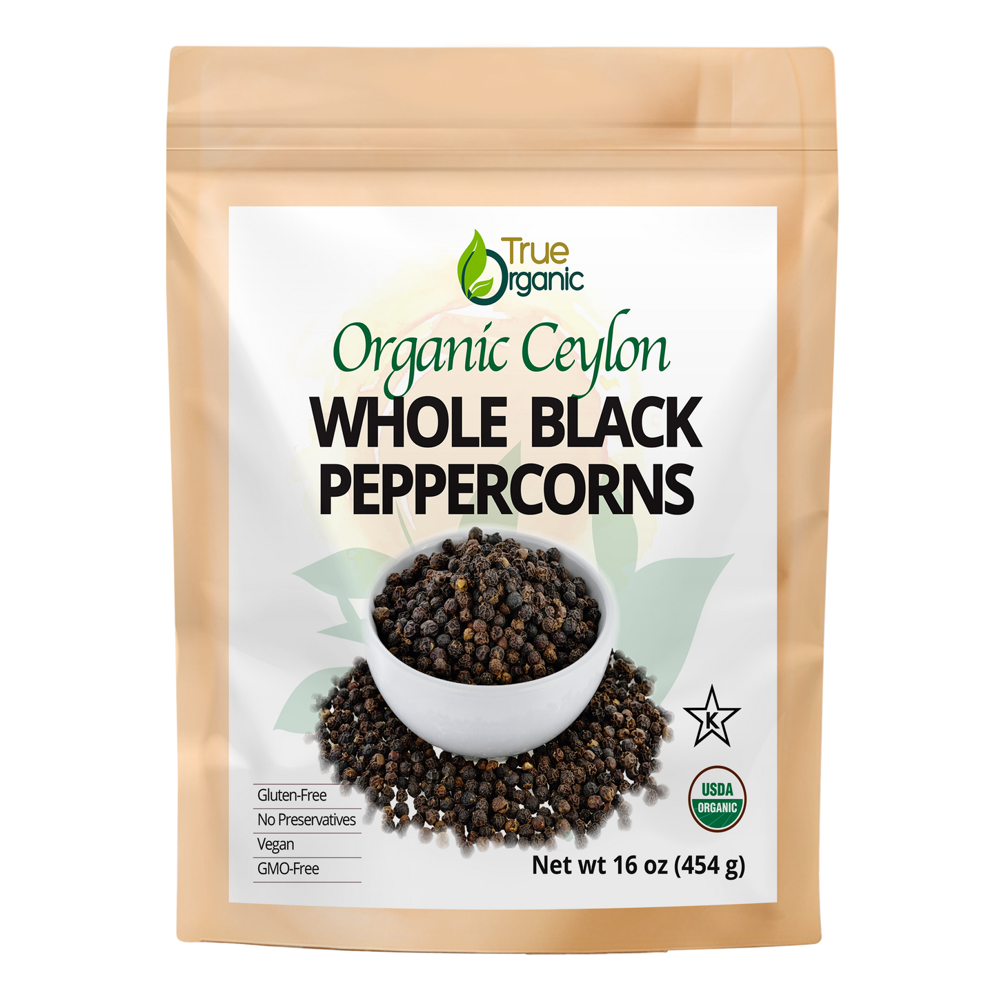 True Organic Black Peppercorns Whole 16 Oz