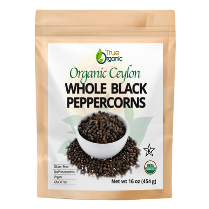 True Organic Black Peppercorns Whole 16 Oz