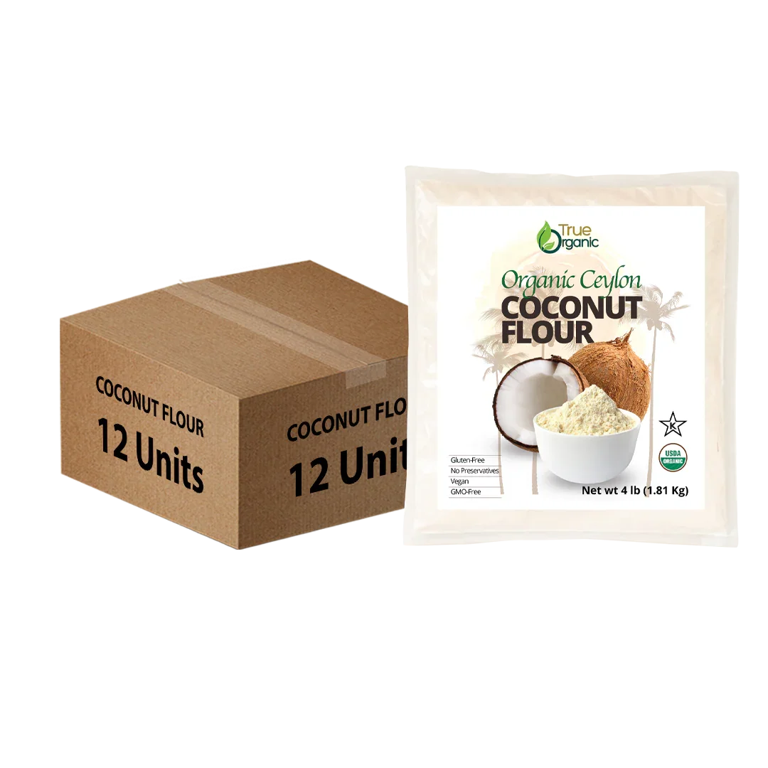 True Organic Ceylon Coconut Flour, 4 Pound Bulk Pack, ( 12 Units ) - True Organics